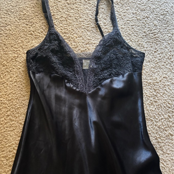 Vtg Victoria’s Secret Gold Label Babydoll Sheer Lace Maxi Slip Dress M Black - Picture 3 of 7